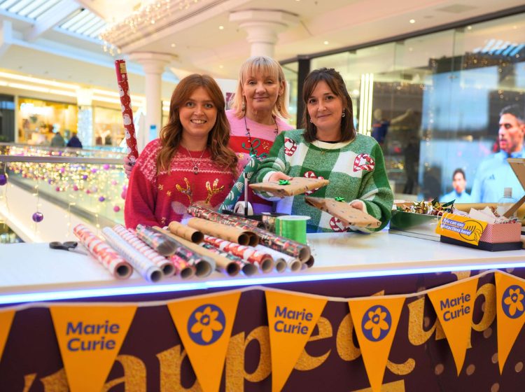 Image of Marie Curie Gift Wrapping station in upper Town Square